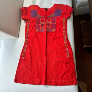 Dress Fragonard S short sleeves Embroidery red